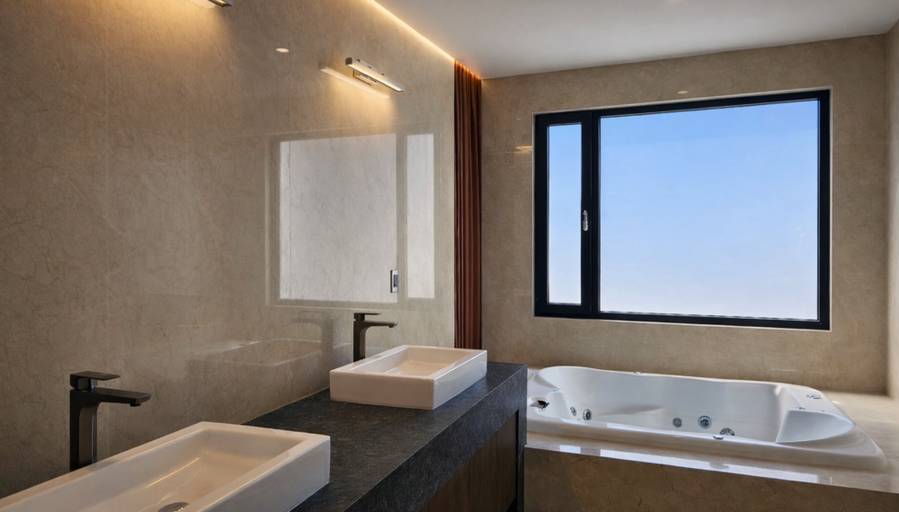 Diseño de interiores para baño con iluminación ambiental para proyecto residencial H18